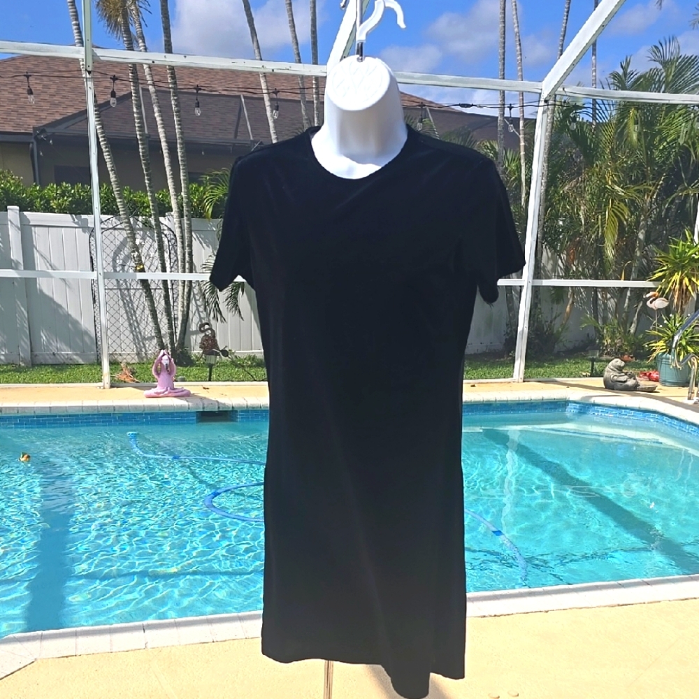 NWOT Velvet J. CREW Black Velvet T-Shirt Dress Size Small